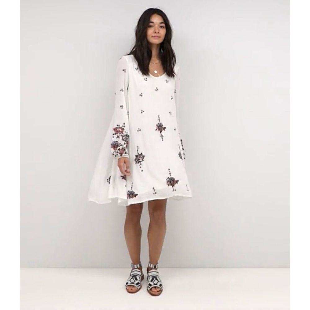 Free People Oxford Embroidered Shift Dress Size M